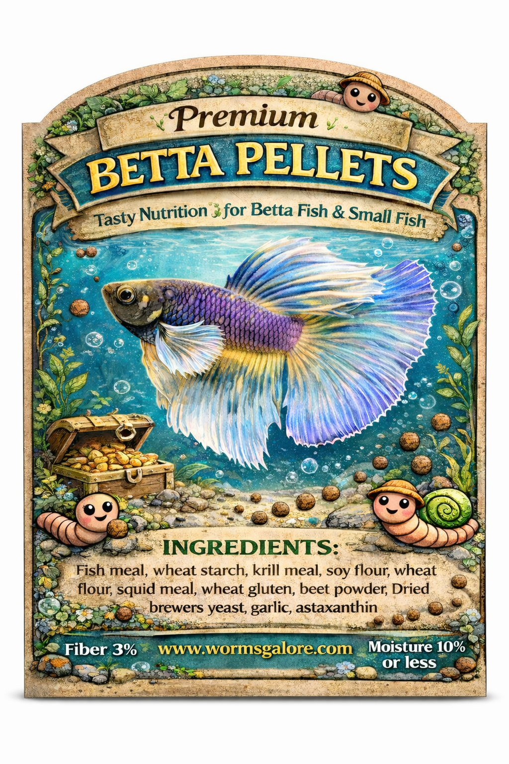 Premium floating Betta, guppy, & tropical fish pellets, .5 oz. FREE SHIPPING!